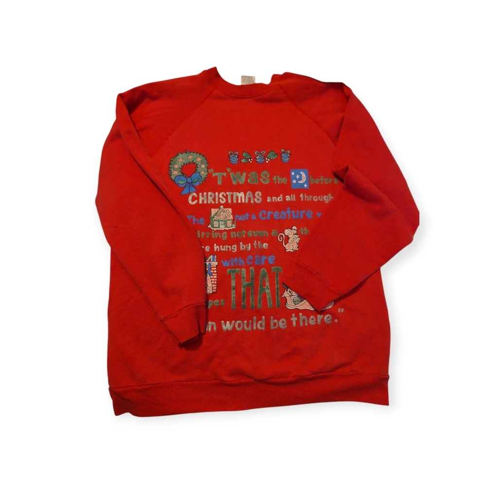 VTG Twas The Night Before Christmas Sweatshirt Women's L Made In The‎ USA Cozy